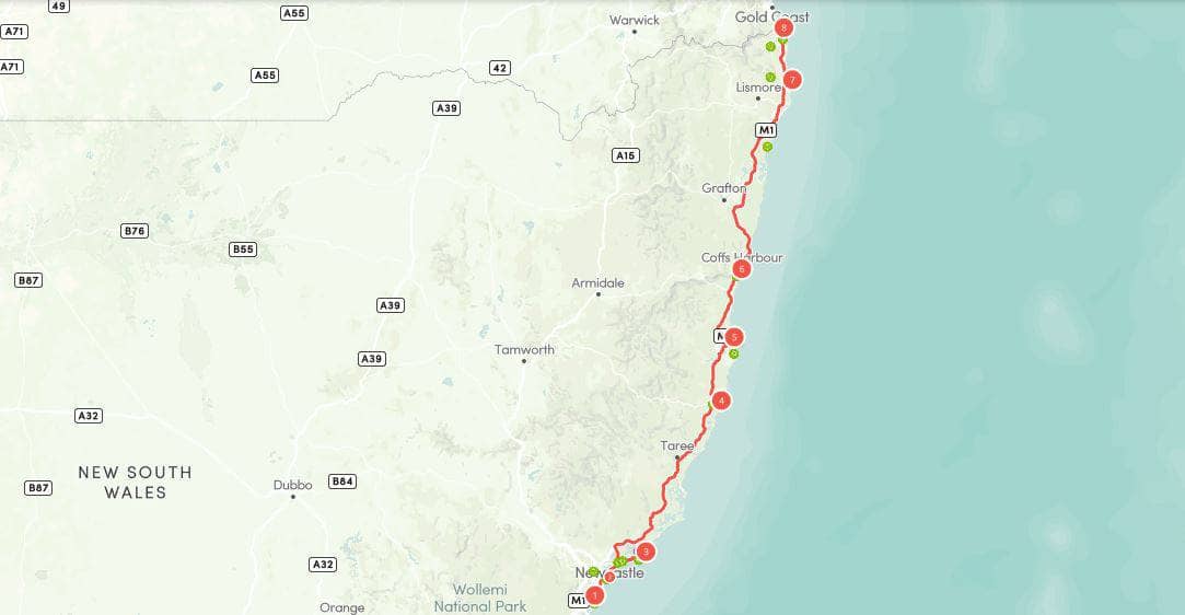 The Legendary Pacific Coast Drive Map | Love Caravan Camping NSW