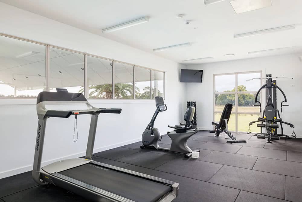 Various equipment in a gym.
