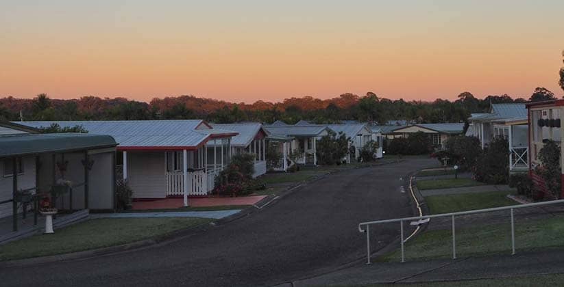 Views of the sunset over The Retreat by Hometown Australia